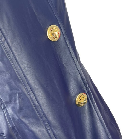 Blue Faux Leather Dennis by Dennis Basso Turn-lock Jacket Sz XXS - Picture 6 of 11